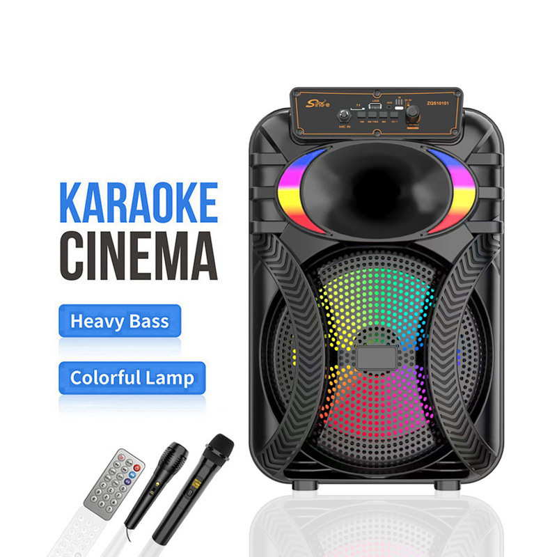 Zqs10101 Outdoor Wireless Bluetooth Speaker Cross-Border Popular Dual Microphone Square Dance Party 10inch Audio