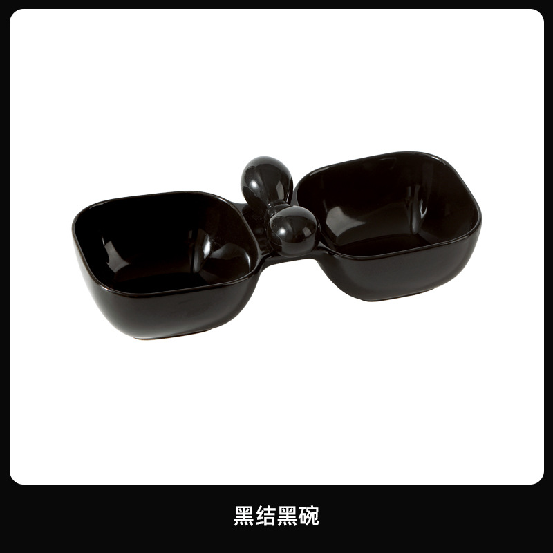 Cerámica cachorro tazón para gatos tazón para gatos tazón para mascotas tazón de agua tazón para bocadillos enlatados tazón doble en uno