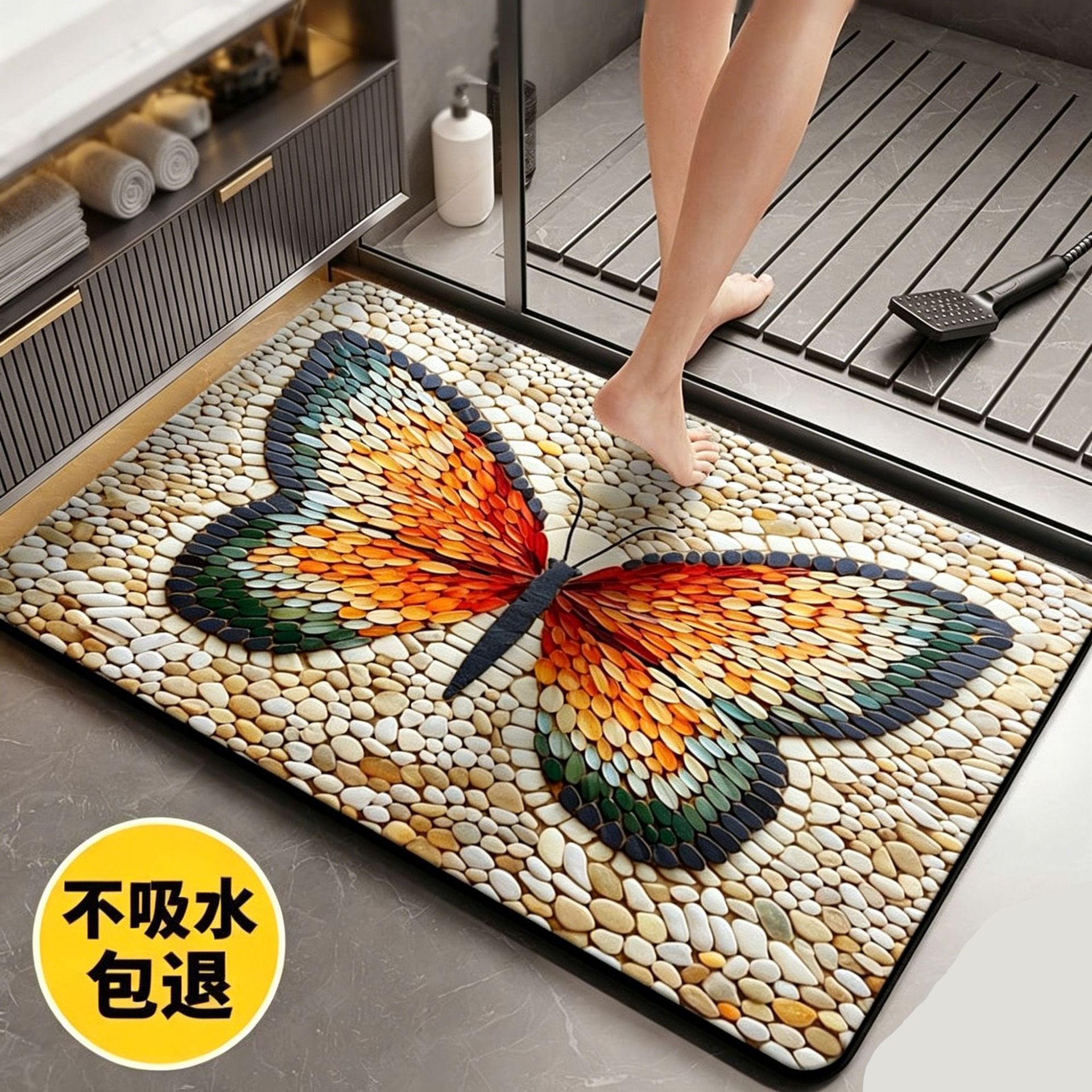 Alfombra de suelo de adoquines de diatomitas, almohadilla de pies absorbente de agua, almohadilla de pies antideslizante de baño resistente al desgaste image 15