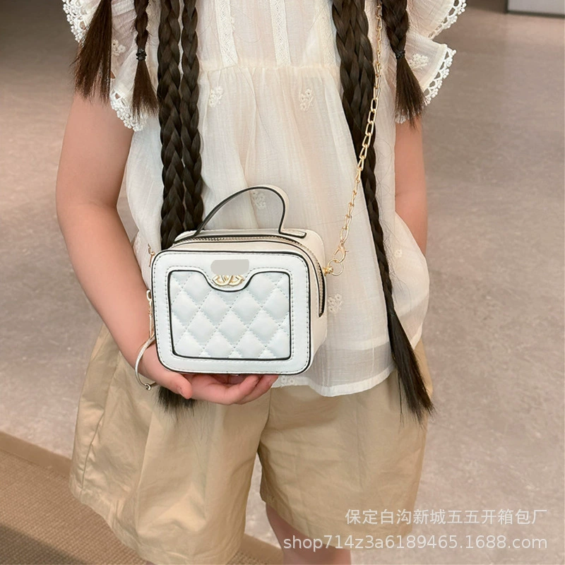 Demi-season children's bag, small chain with diamond pattern, shoulder bag, Chanel style