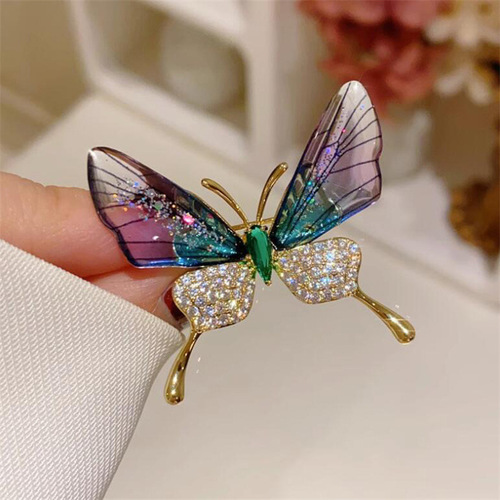 Cross-border hot selling vintage transparent wings bee butterfly brooch corsage anti-exposure insect brooch suit lapel pin
