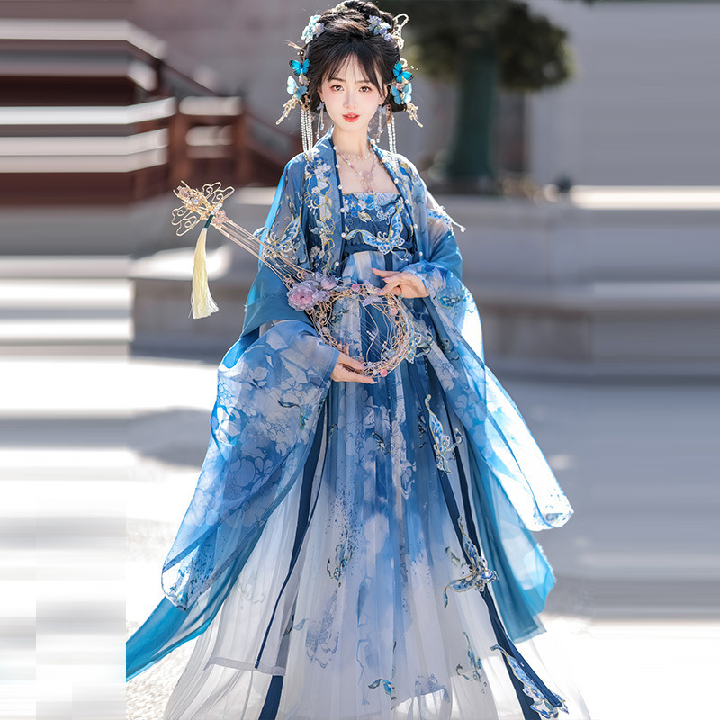 重工刺绣齐胸仙气诃子褶裙唐制汉服女夏季|undefined