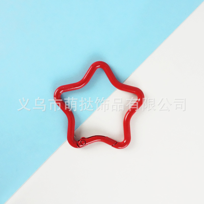 马卡龙彩色烤漆合金五角星钥匙扣糖果色背包外挂挂钩diy饰品配件|undefined