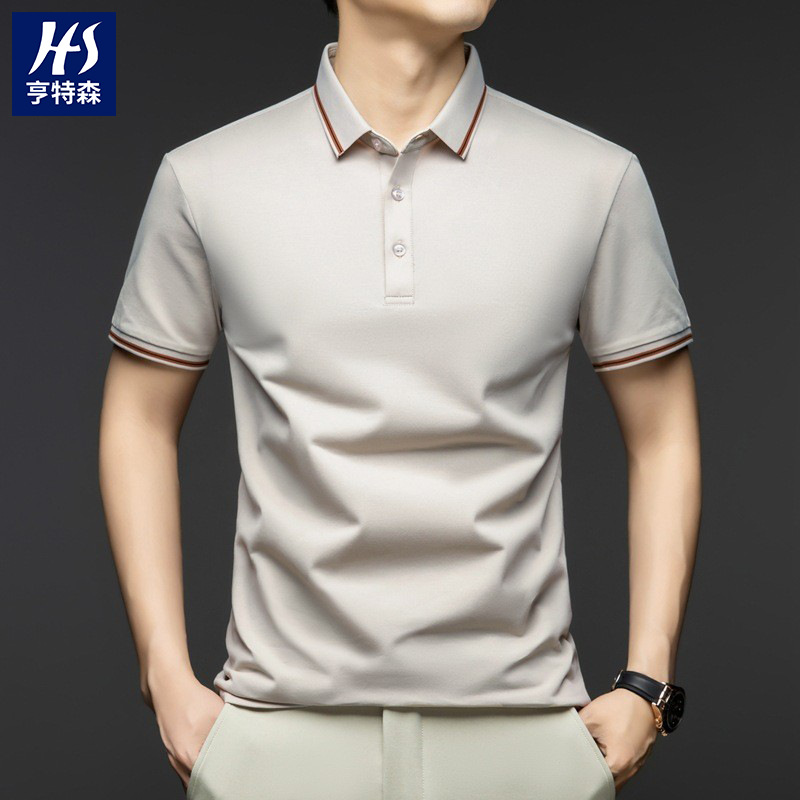 Cross-border Silk Linen Solid Color Polo Shirt Men's 2025 Summer New Light Business Lassel Breathable Men's Short Sleeve