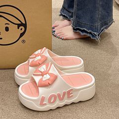 2025年新作女性用厚底スリッパ、四季通用、家庭用ファッション、多用途蝶結び浴室滑り止めスリッパ