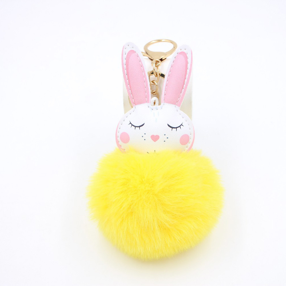 New Product Little White Rabbit Plush Ball Cute Car Key Ring Pendant Wallet Accessory Buckle display picture 3