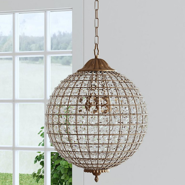 美式吊灯球形客厅灯水晶乡村北欧灯卧室玄关灯铁艺VC灯具轻奢