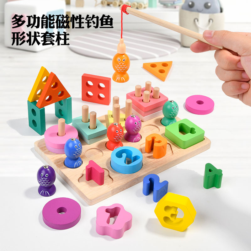 CPC CE Educación temprana para niños Formas geométricas multifuncionales Conjunto de combinación Columna digital Pesca magnética Juguetes educativos para bebés