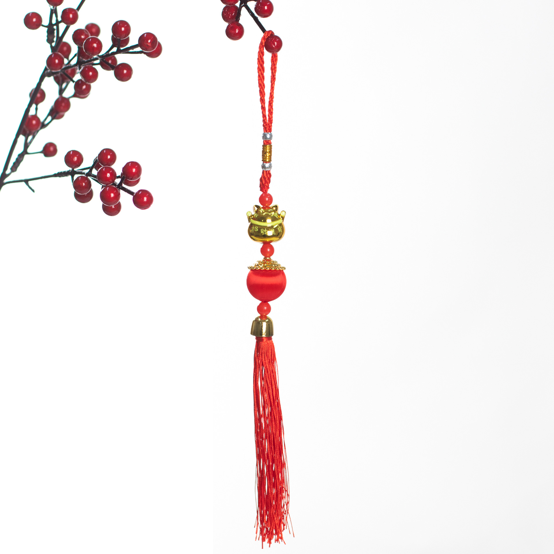 Año Nuevo bambú pequeño colgante linterna hecha a mano DIY material de cuerda colorida linterna Festival de Primavera auspiciosa escoba colgante