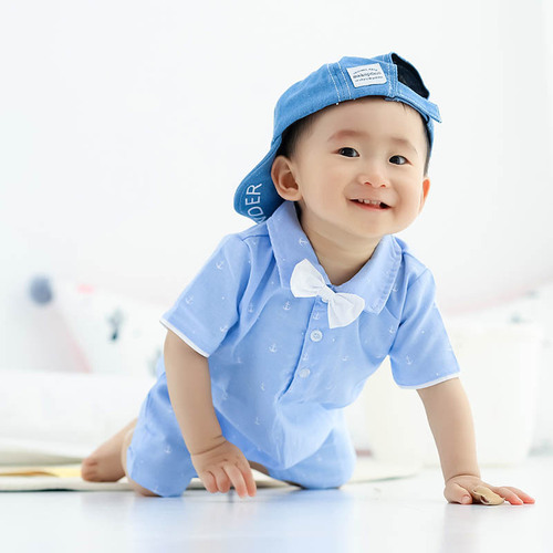 A full-cotton summer short-sleeved unisex baby onesie, English-style baby harrier, baby crawling suit, one piece for dropshipping.