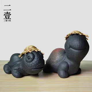 紫砂迷你乌龟茶宠摆件精品可养招财小茶玩手工茶桌茶功夫茶具配件