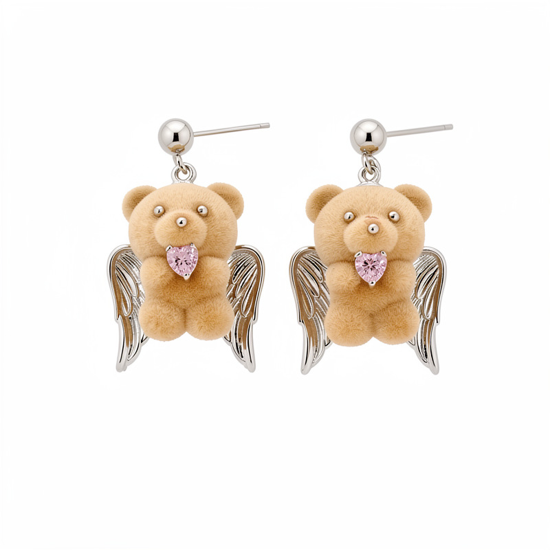 Cuentas de zircón flocado collar de perlas de oso temperamento casual universal cadena de suéter de lujo ligero conjunto de joyería de lujo