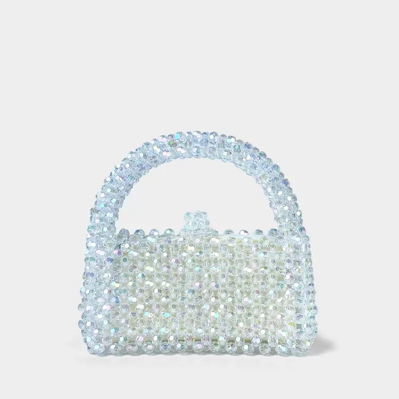 新款水晶串珠包手工编织珠珠包时尚百搭女包多彩亚克力珠子