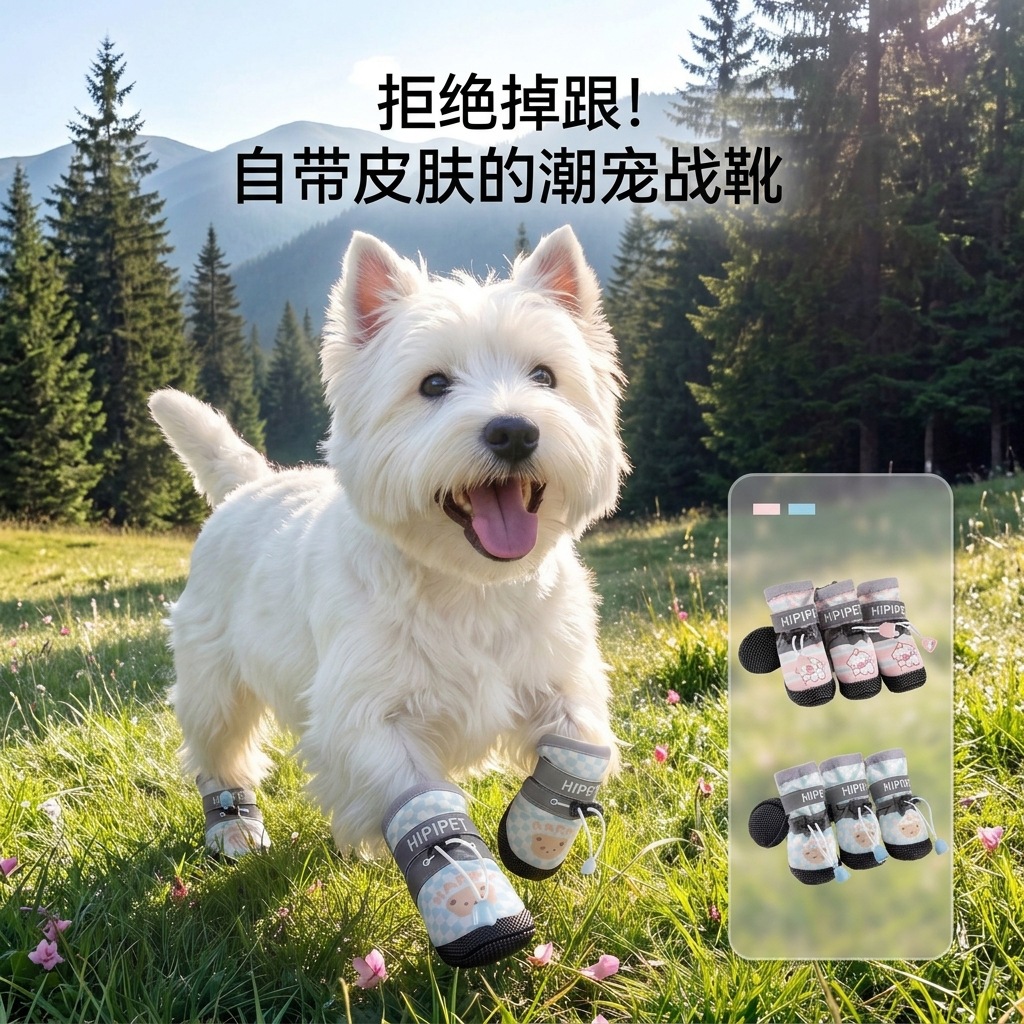 Primavera y verano nuevos zapatos para perros de dibujos animados de alta altura zapatos de suela suave para salir impermeable y resistente al desgaste perros pequeños y medianos que osos zapatos de peluche para mascotas