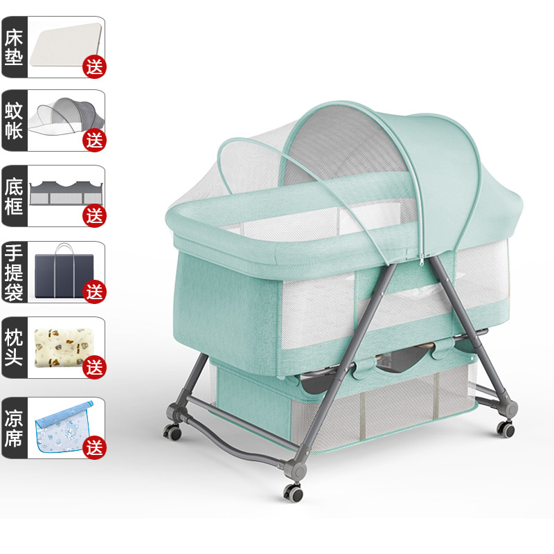 Cuna portátil plegable Cuna Cama con rodillo móvil cama de bebé BB dormir recién nacido cama de empalme