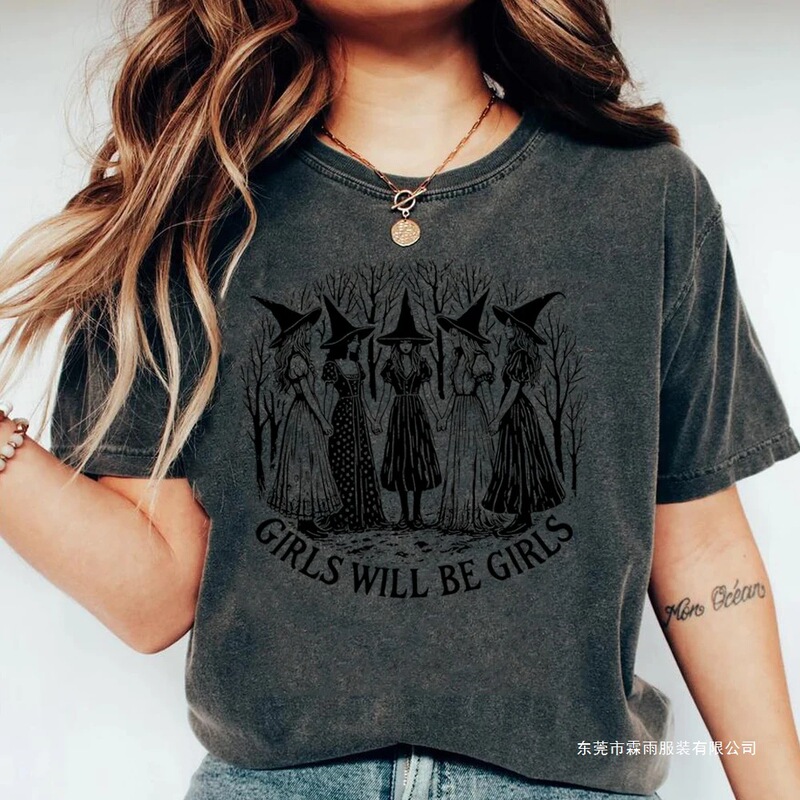 Halloween Girl Will Be a Girl Witch Shirt Fun Witch Shirt Girl Power Halloween Women's