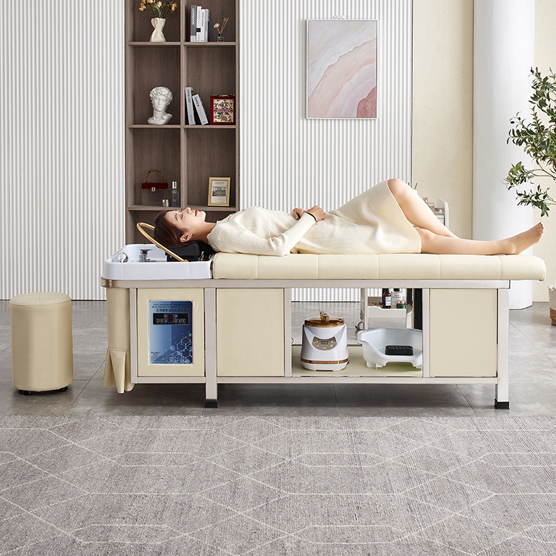 Barbería de alta gama, cama de lavado de cabello especial, calentador de agua de fumigación, circulación de agua, masaje integral, cama de lavado de cabello