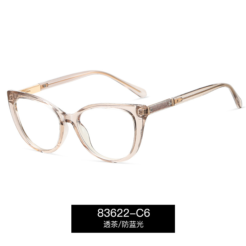 83622 Gafas anti-luz azul transfronterizas europeas y americanas, gafas de miopía, marco de gafas TR90, marco de miopía de ojo de gato de moda