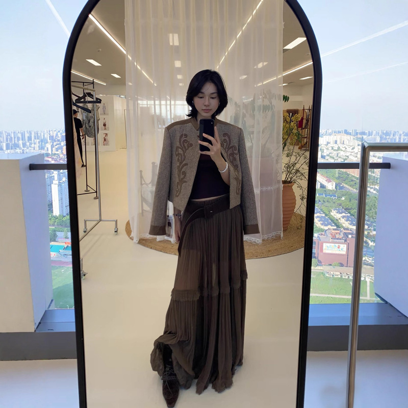 高版本定~制25新激光绣花拼接外套羊毛游牧风夹克小众设计感上衣|undefined
