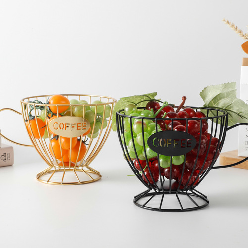 Minimalist Home Living Room Snack Basket, Desk Creative Iron Wire Wine Glass Shaped Fruit Basket Storage Fruit Plate