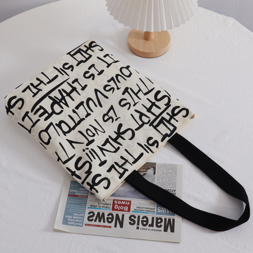 Canvas bag printed canvas bag for women college students, school single shoulder bag commuting, large capacity, unique large capacity print