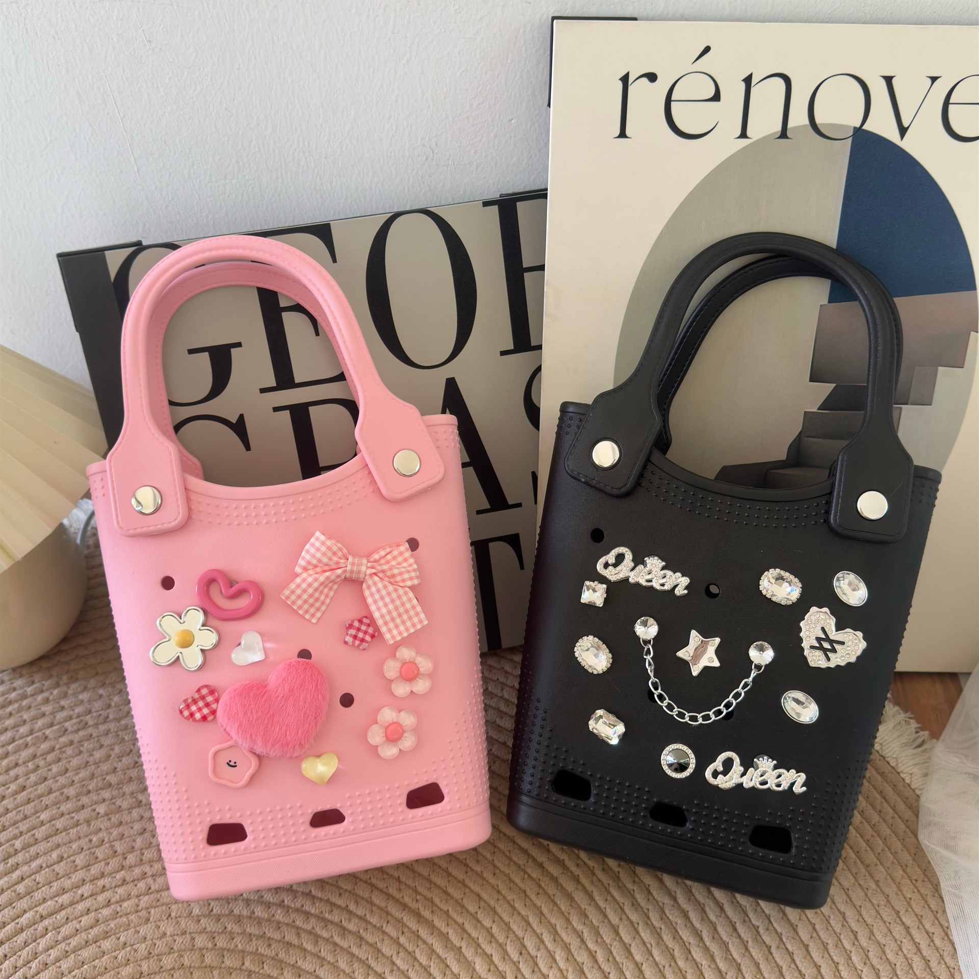 El nuevo bolso transfronterizo Eva Dongdong 100 se combina con el bolso decorado DIY dongdong, el bolso de dibujos animados, el nicho lleva el bolso de playa.