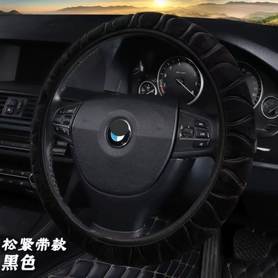 and Women, Universal for All Seasons — Steering wheel cover - plush-embossed-black-without-inner-ring-38
