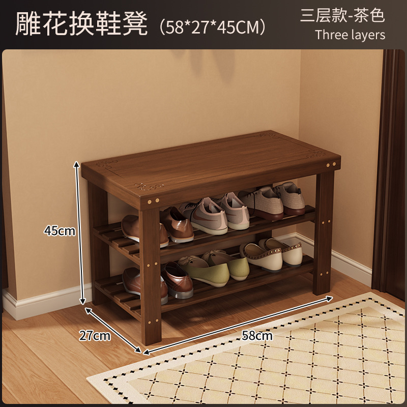 Zapatero integrado con banco para cambiar zapatos para uso doméstico en la entrada del pasillo, se puede usar para sentarse, banco de almacenamiento de zapatos de varias capas simple para apartamentos de alquiler. image 11
