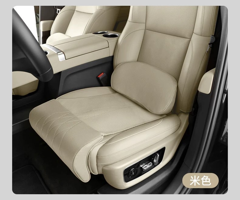 New All-Season Car Seat Cushion with Integrated Lumbar Support and Leg Rest, Nappa Leather, Comfortable, Ventilated, Breathable, Waist-Protecting Seat Cushion
