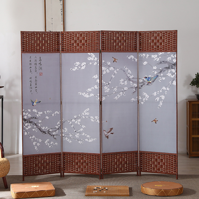 中国風のシンプルなスクリーンパーティション壁屏風リビングルーム寝室ブロッキングシンプルモダンな折りたたみモバイル布バリアホーム