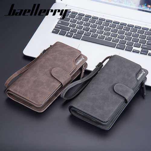 Baellerry men's clutch European and American matte leather multi-card zipper buckle wallet retro clutch wholesale