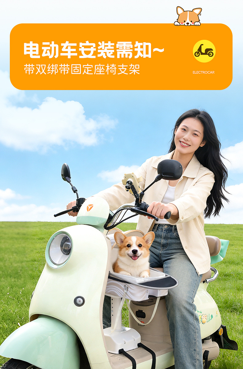 Mountain Bike Pet Car Seat, Electric Vehicle Dog Walking Gadget, Pet Basket with Dog and Cat Carrier