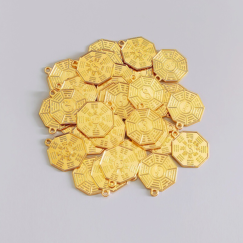 Factory Direct Sales Alloy Small Bagua Pendant Feng Shui Antique Coin Bagua Copper Coin Pendant Filling Material Accessories