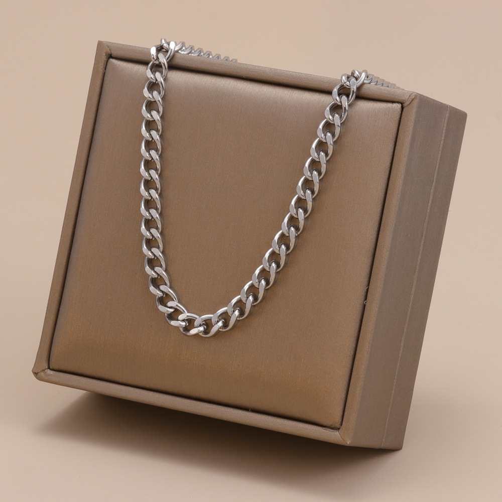 Fashion Solid Color Titanium Steel Inlaid Gold Bracelets Necklace 1 Piece