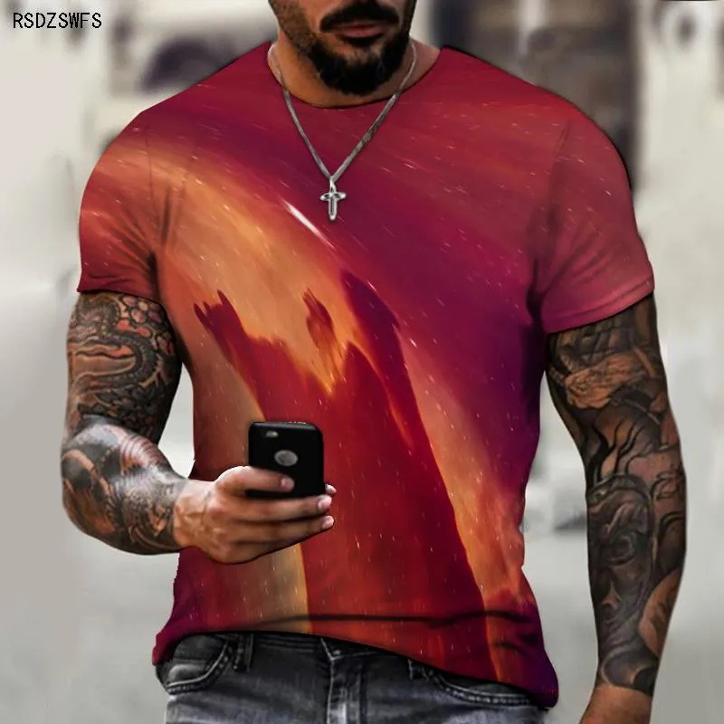 Short-sleeved T-shirt Men's 2023 Summer New Cartoon Animal Print Slim-fit Short-sleeved Four-sided T-shirt Trendy Top