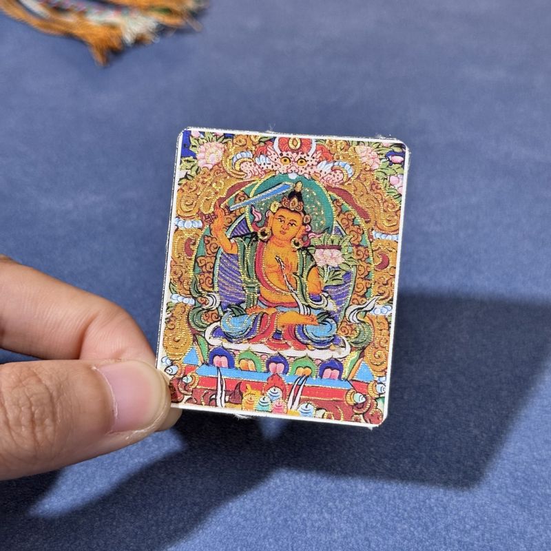 唐卡描金4*5半手绘画芯内心十二生肖八大守护神画布吊坠卡芯|undefined