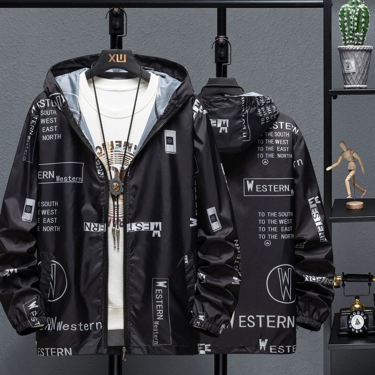 2025 весна и лето новая солнцезащитная одежда мужская повседневная ветровка с капюшоном мужская летняя тонкая солнцезащитная одежда мужская и женская модная