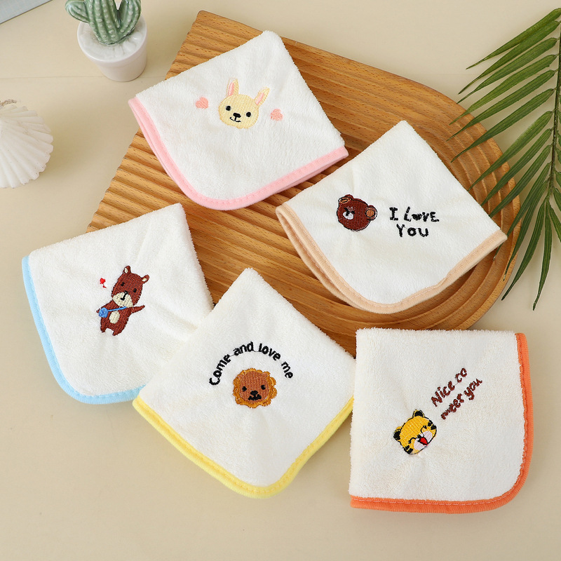 Cartoon infant towel small square towel soft newborn baby face washing children handkerchief kindergarten face cleaning towel Cartoon infant towel small square towel soft newborn baby face washing children handkerchief kindergarten face cleaning towel