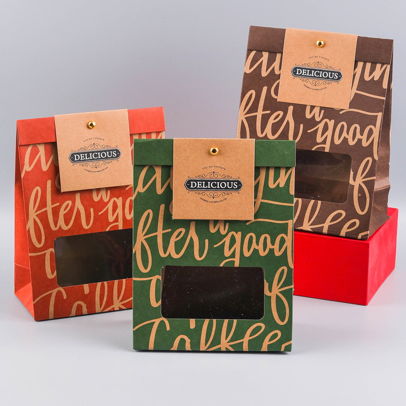 厂家批发复古风牛皮纸点心袋雪花酥饼干包装袋糖果伴手礼袋可批发