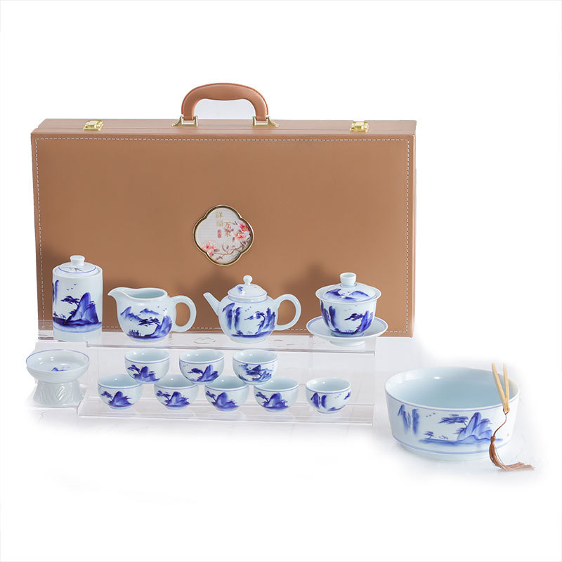 손으로 그린 차 세트 세트 큰 세트