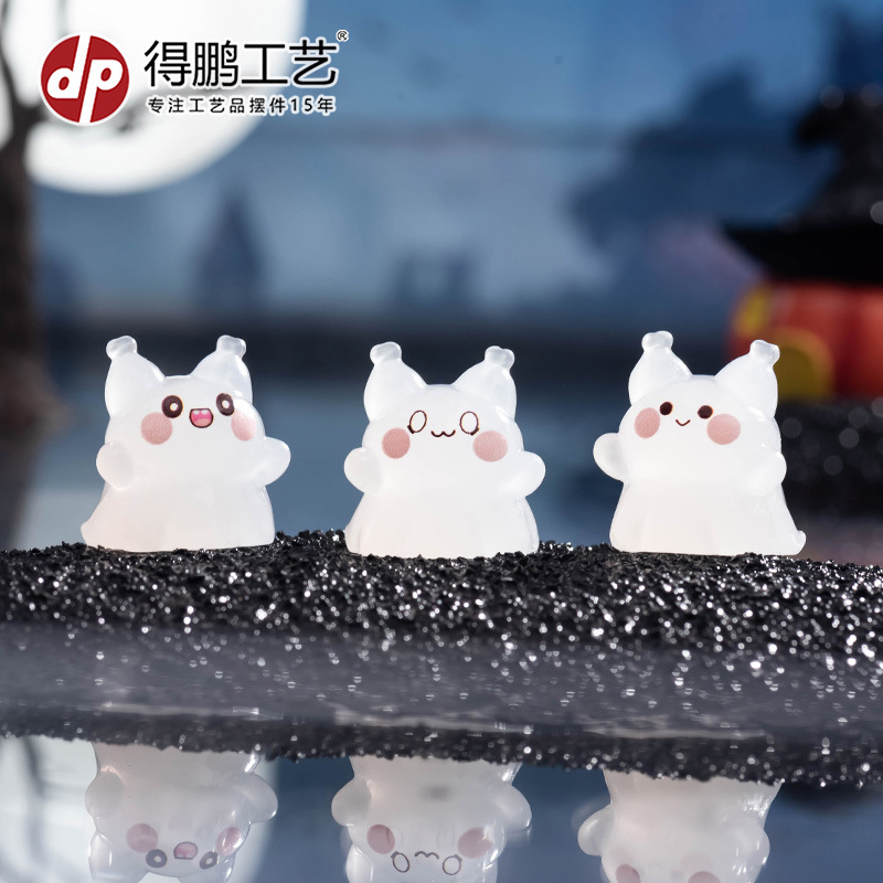 (2개) 마이크로 랜드스케이프 크리에이티브 귀여운 빛나는 고양이 유령 인형 DIY 장식 액세서리 데스크탑 미니 장식품