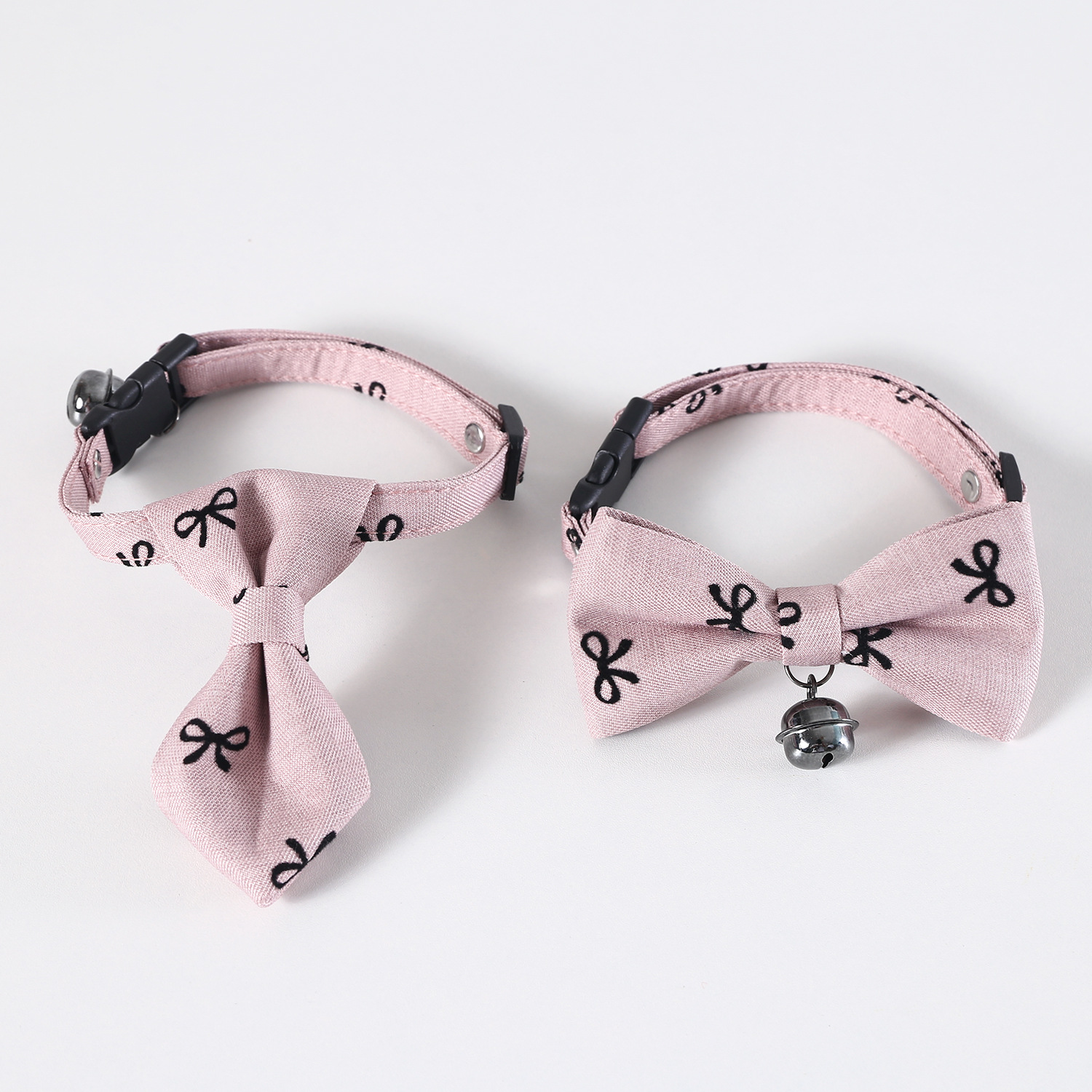 Collar de arco para mascotas gris rosa corbata ajustable collar de mascotas pequeño y medio impresa corbata de caballero de estilo británico