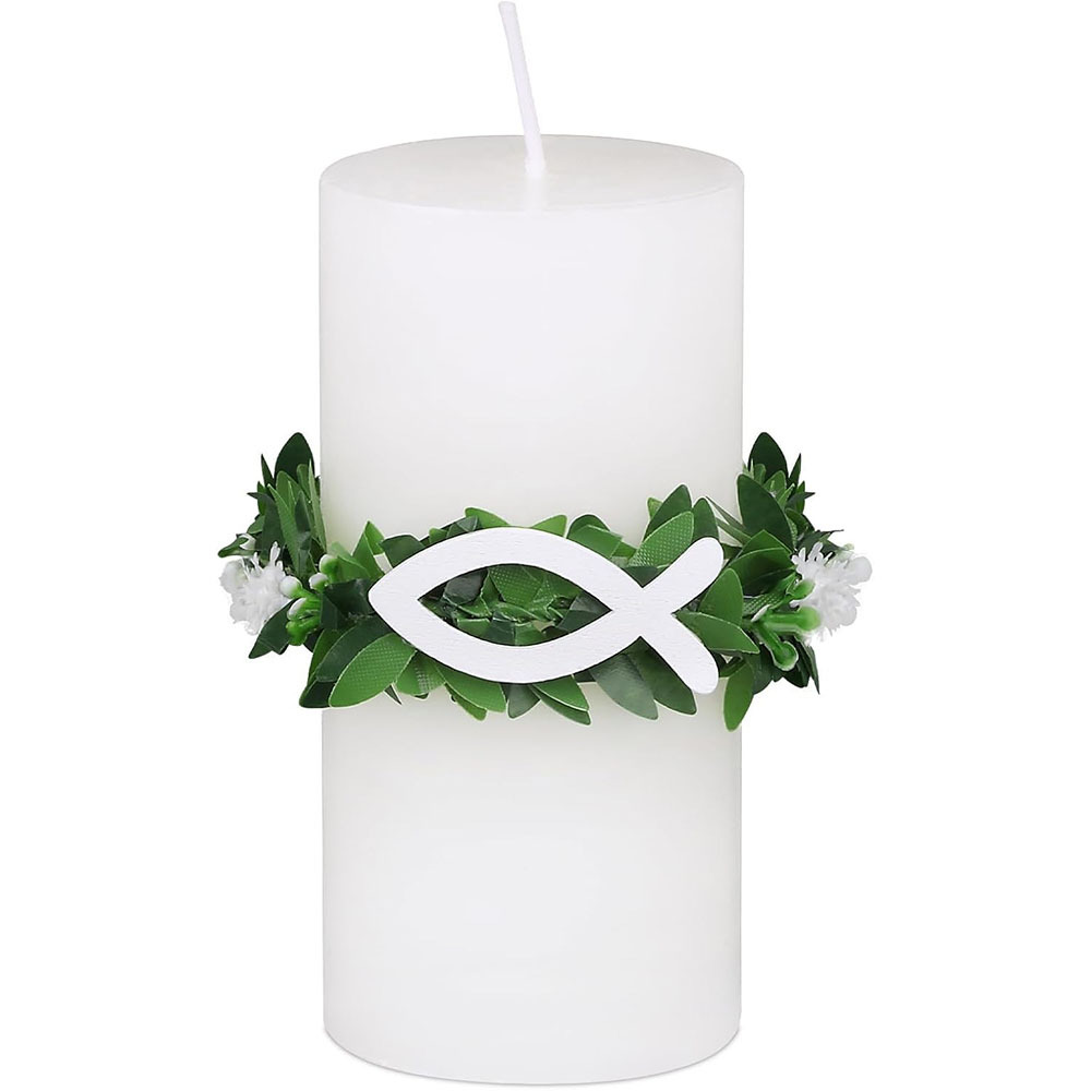 新款蜡烛花环 洗礼蜡烛装饰 礼鱼装饰 圣餐蜡烛 婚礼蜡烛装饰花环