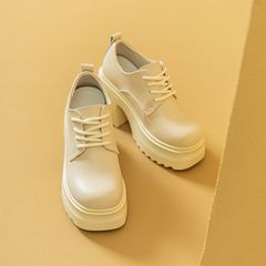 英倫風小皮鞋女2024新款春季漆皮厚底小個子女鞋內增高樂福鞋10cm