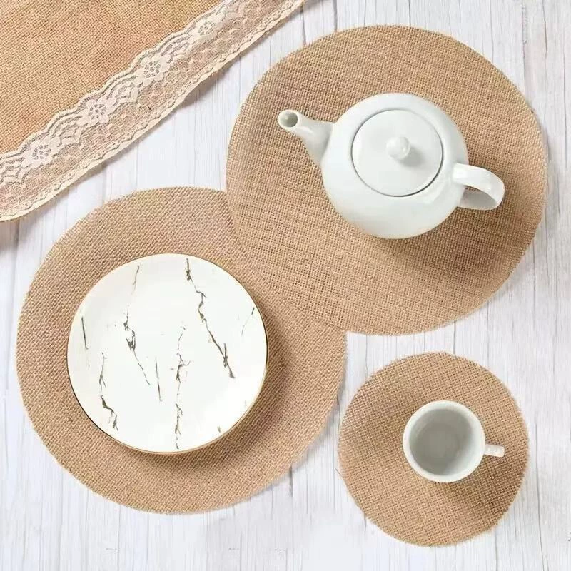 Тканые джутовые салфетки для трансграничных переговоров, скандинавские салфетки для столов, изоляционные коврики для обеденного стола из хлопка и льна, реквизит для фотографий, украшение для дома, ткань для размеров.