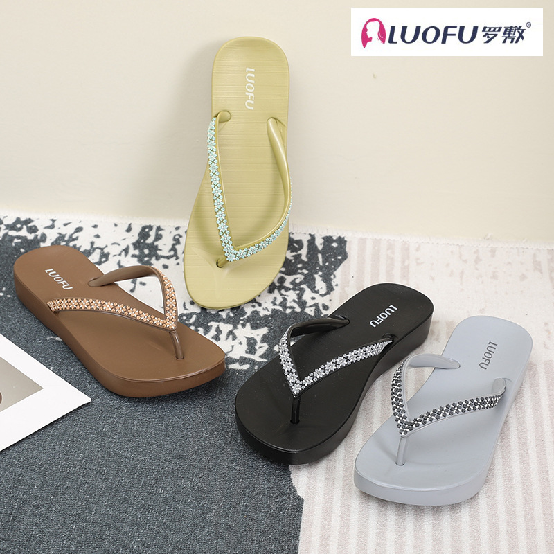 Flip-flop rofu Chanclas de verano para mujer al aire libre baño antideslizante baño Baño playa Chanclas de madera contrachapada natación fresco
