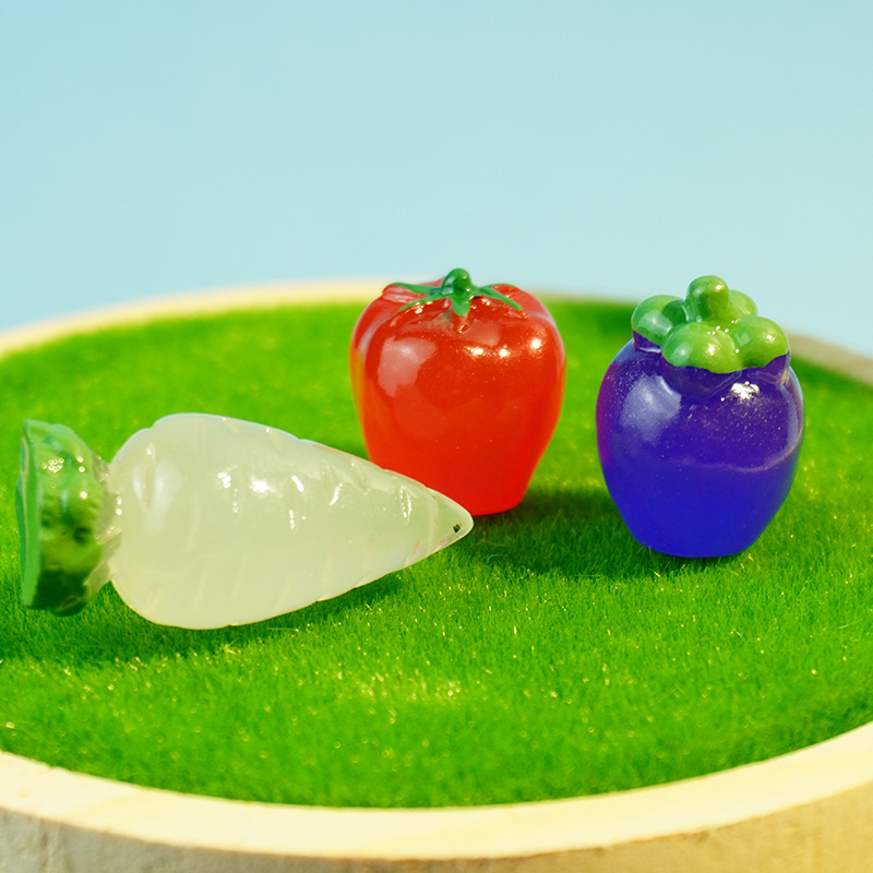 Fruit fresa modelo de uva simulación mini mini comida en miniatura resina luminosa bricolaje hecho a mano decoración de vegetales adornos