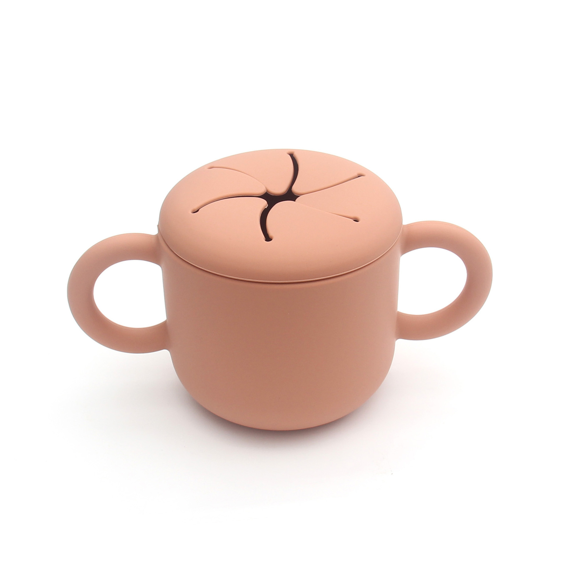 Niños de silicona merienda taza bebé vajilla bebé merienda taza portátil binaural mango niños merienda taza de almacenamiento