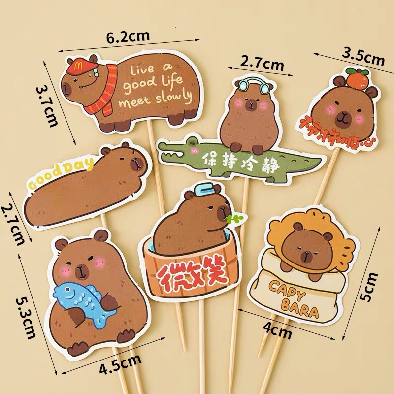 Decoración de pastel de cumpleaños para niños lindo conejillo de indias Kapibala decoración de marca para hornear postre vestido de mesa