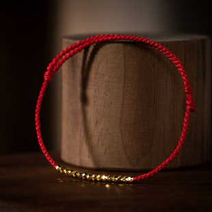 Exploding Bouncy Beads Red Rope Bracelet Red Braided Bracelet for Women New Chinoiserie Retro Simple Accessible Luxury Hand Ornaments Crushed Ice